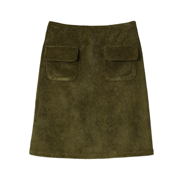 Jupe trapèze en velours, vert olive