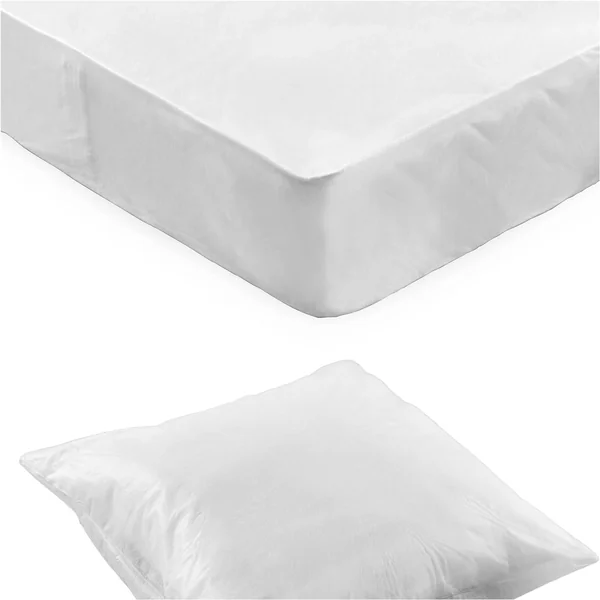 Kit jetable 1 ou 2 personnes : protège-oreillers + protège-matelas forme housse - lot de 10, blanc