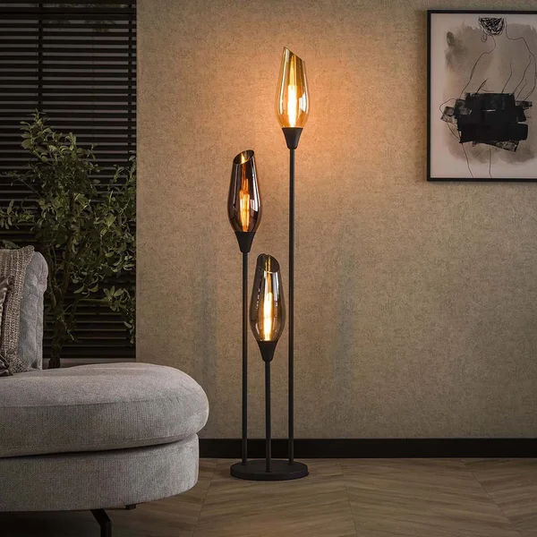 Lampadaire moderne métal et verre tricolore H 168 cm Cocoon