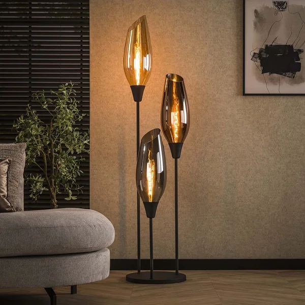 Lampadaire moderne métal et verre tricolore H 178 cm Cocoon