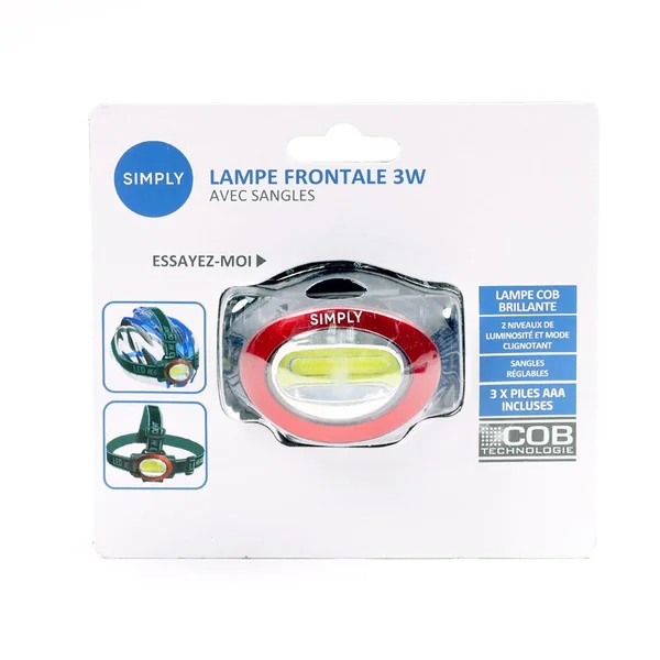 Lampe frontale led cob 3w simply