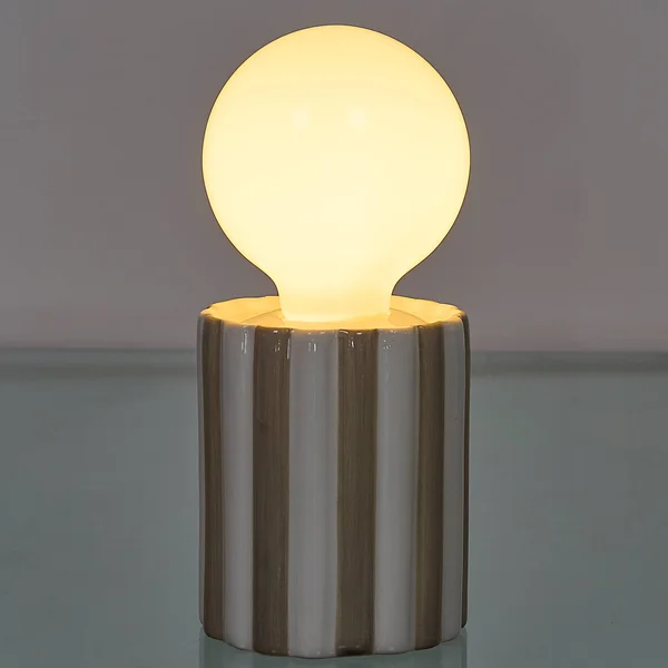 Lampe LED à poser, céramique, taupe / blanc