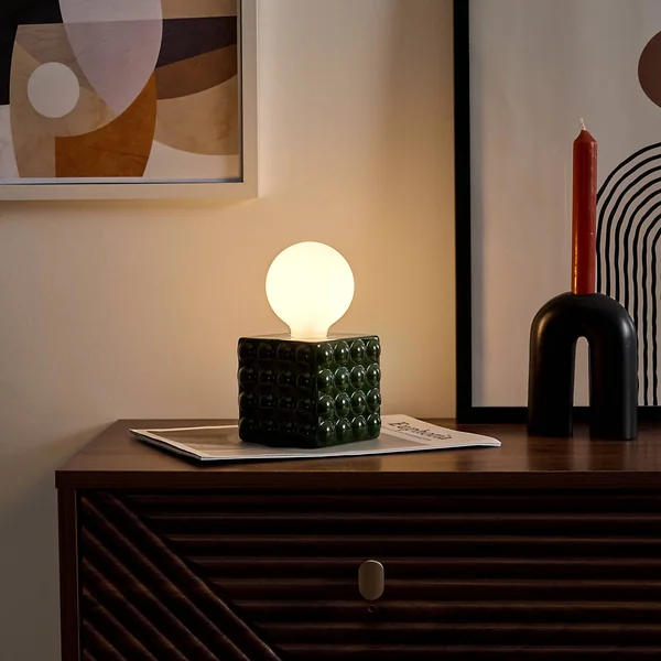 Lampe LED à poser, en céramique, vert foncé