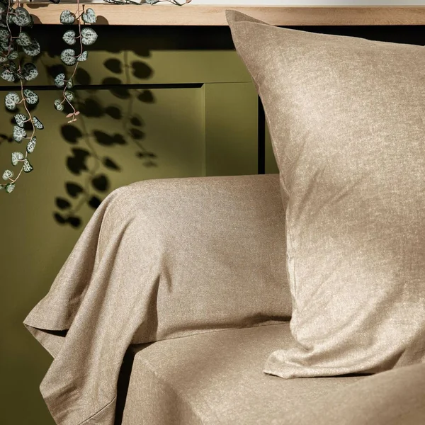 LASA HOME Drap housse coton flanelle Livia - Sable - 160 x 200 cm