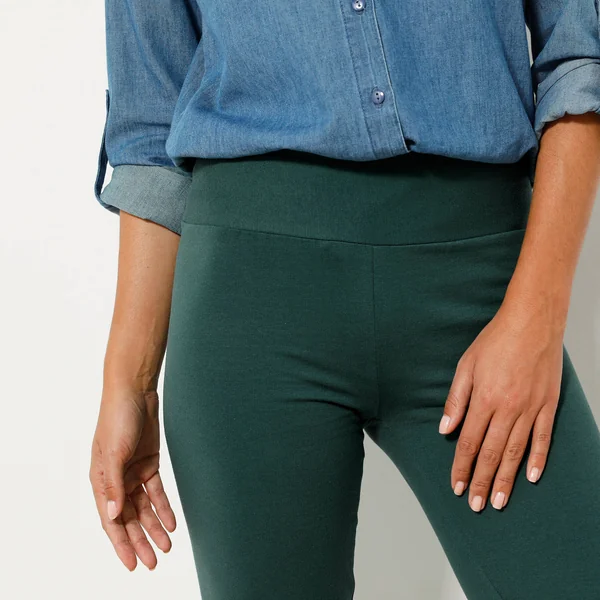 Legging taille haute spécial froid, molleton gratté, vert sapin