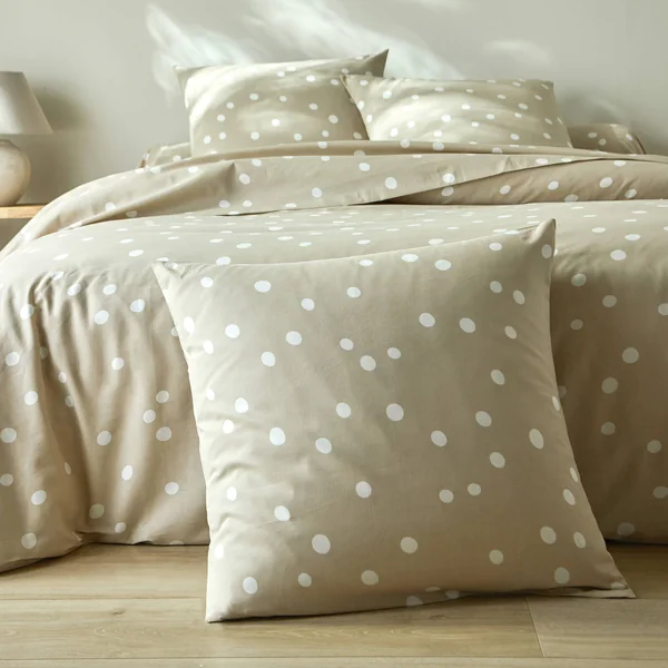 Linge de lit Alba imprimé pois - coton, beige