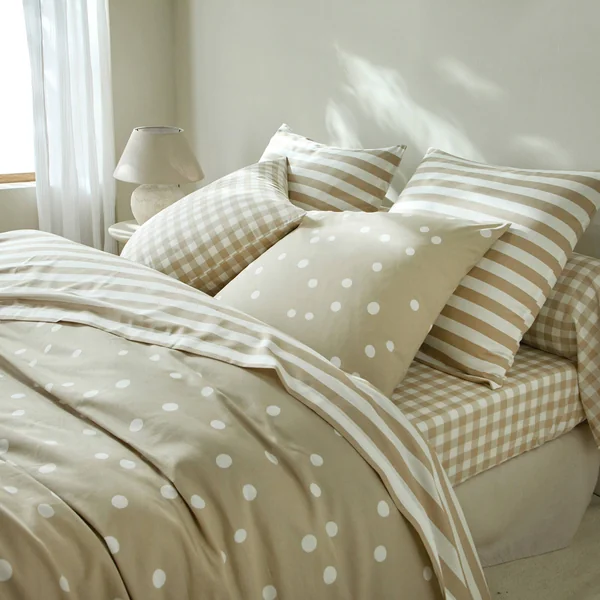 Linge de lit Alba imprimé pois - coton, beige