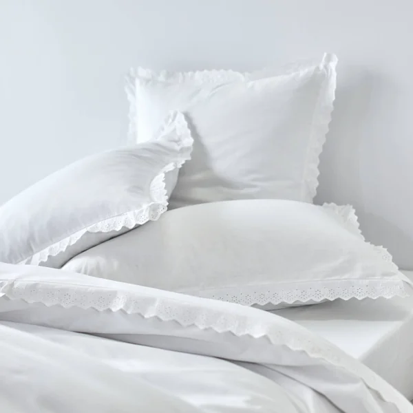 Linge de lit blanc brodé Colombine®, blanc