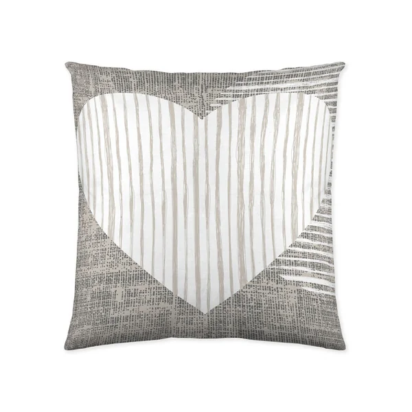 Linge de lit coeurs coton, écru / gris