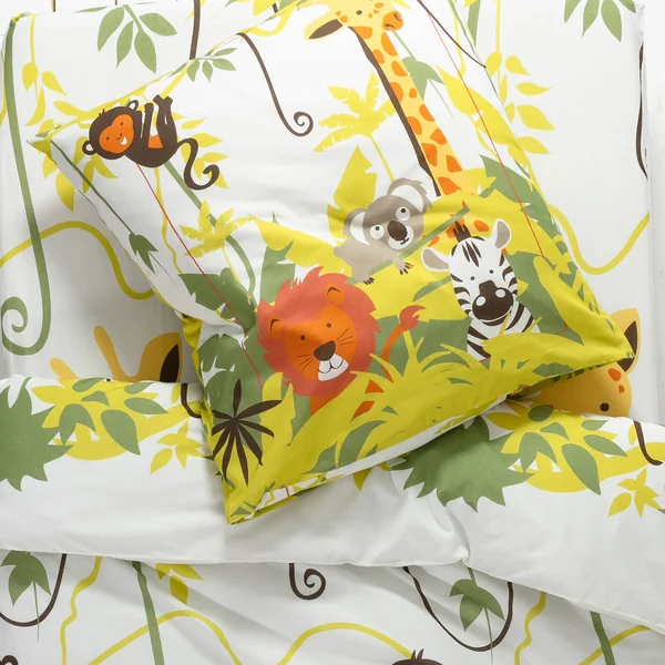 Linge de lit enfant Jungle imprimé animaux 1 personne - coton , beige