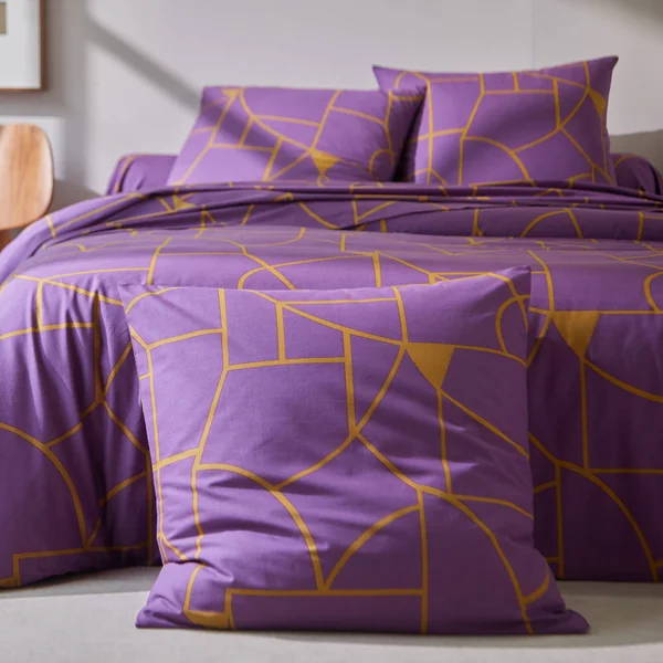 Linge de lit Geoffroy en coton à motifs graphiques, figue