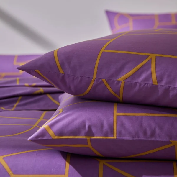 Linge de lit Geoffroy en coton à motifs graphiques, figue