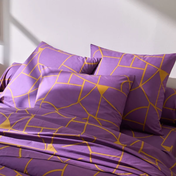 Linge de lit Geoffroy en coton à motifs graphiques, figue