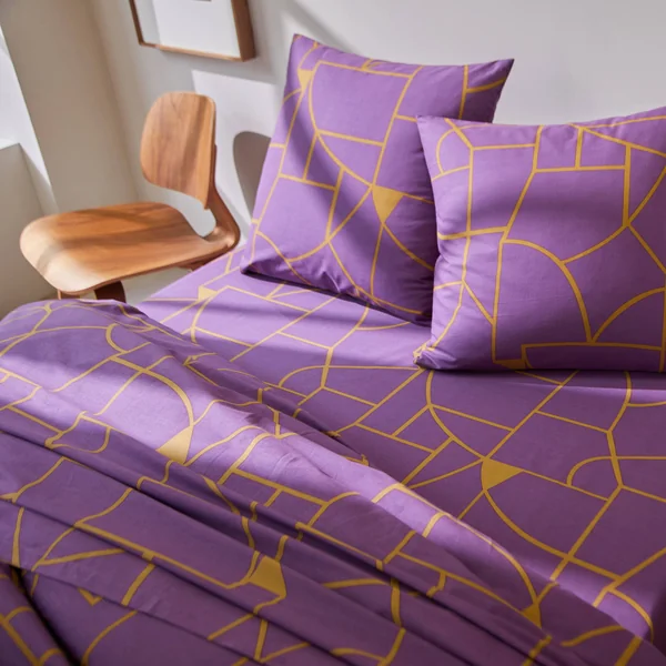 Linge de lit Geoffroy en coton à motifs graphiques, figue