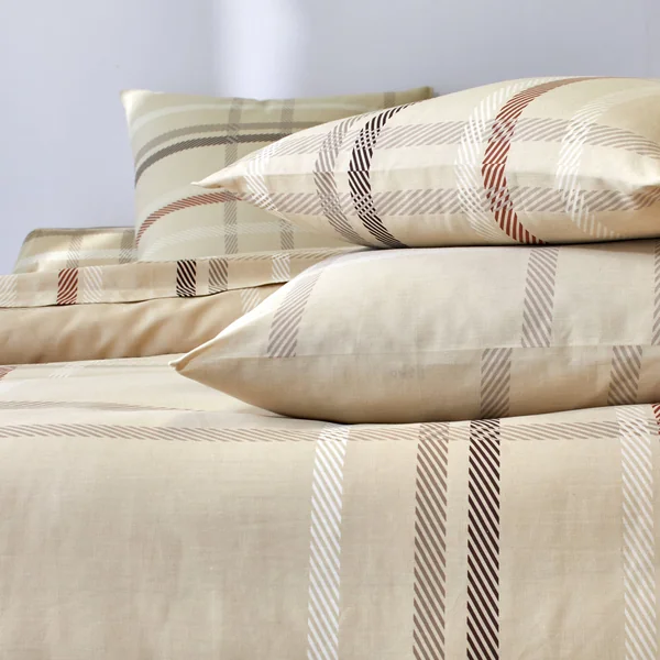 Linge de lit Karl imprimé écossais, en coton , beige