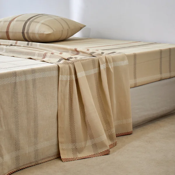 Linge de lit Karl imprimé écossais, en coton , beige