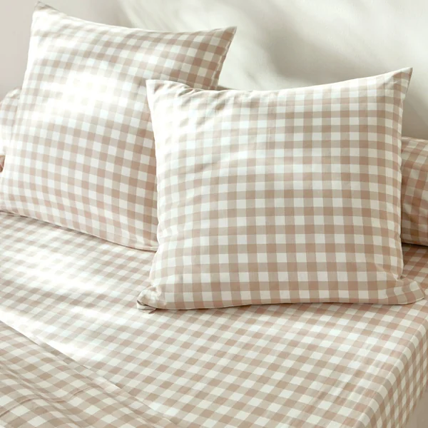 Linge de lit Lou imprimé carreaux - en coton, beige