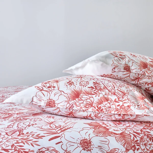 Linge de lit Lydia en coton imprimé, bois de rose
