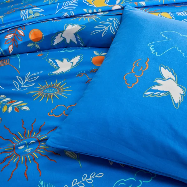 Linge de lit Madère imprimé provençal - en coton , bleu
