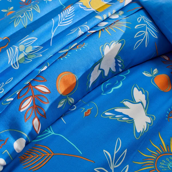 Linge de lit Madère imprimé provençal - en coton , bleu