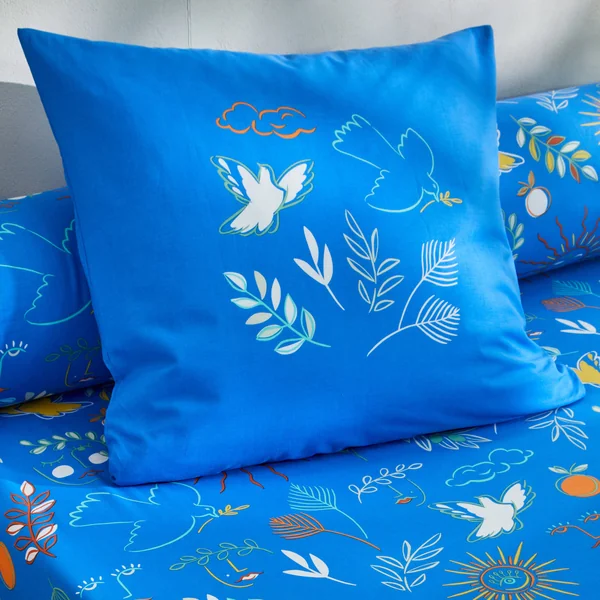 Linge de lit Madère imprimé provençal - en coton , bleu