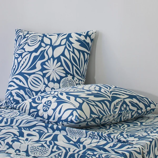 Linge de lit Montego en coton imprimé , bleu