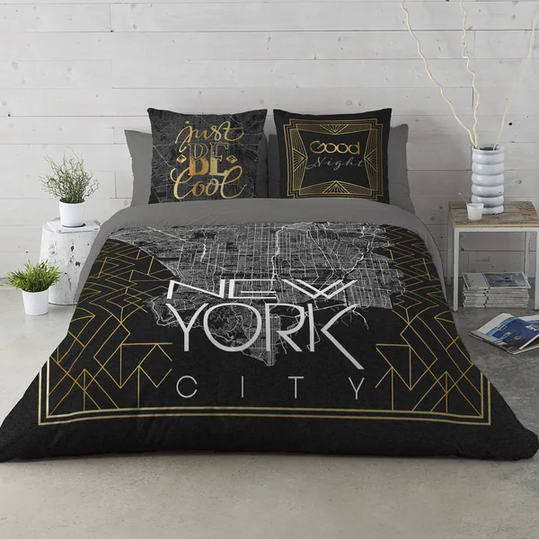 Linge de lit New-York - coton, noir