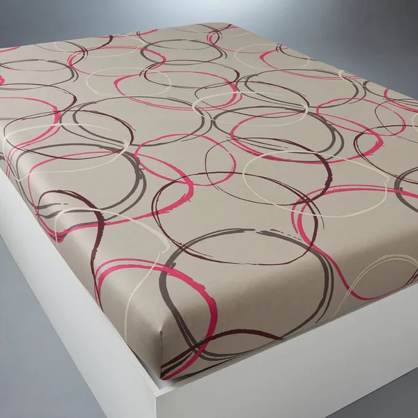 Linge de lit Noémie polycoton imprimé cercles, taupe grisé