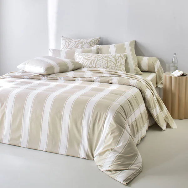 Linge de lit Transat en coton imprimé , beige