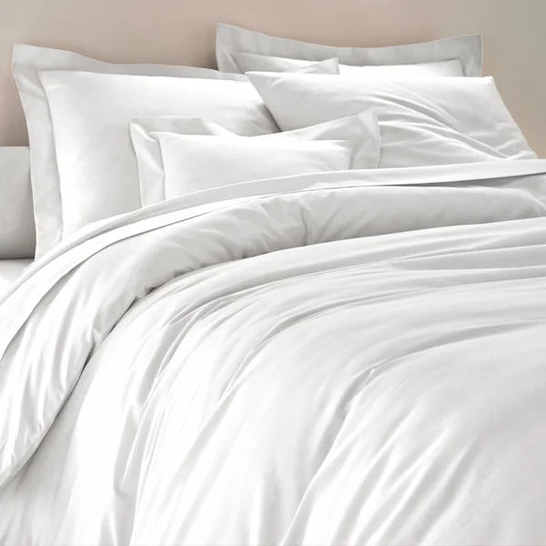 Linge de lit uni coton , blanc