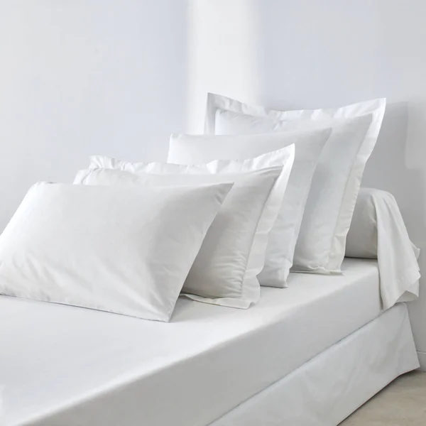 Linge de lit uni coton , blanc