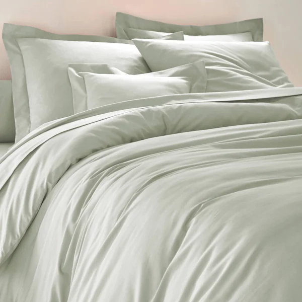 Linge de lit uni coton, gris perle