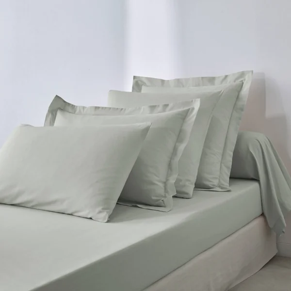 Linge de lit uni coton, gris perle