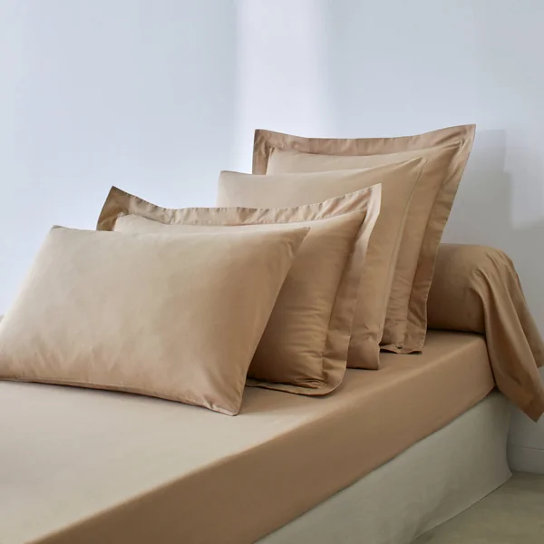 Linge de lit uni coton , grège