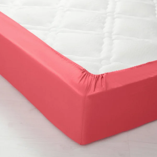Linge de lit uni coton , rose pivoine