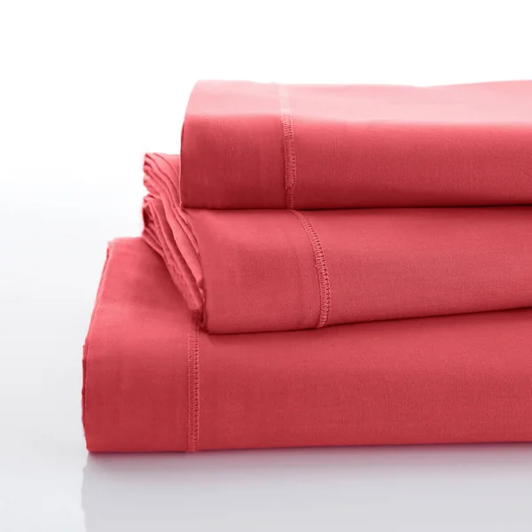 Linge de lit uni coton , rose pivoine