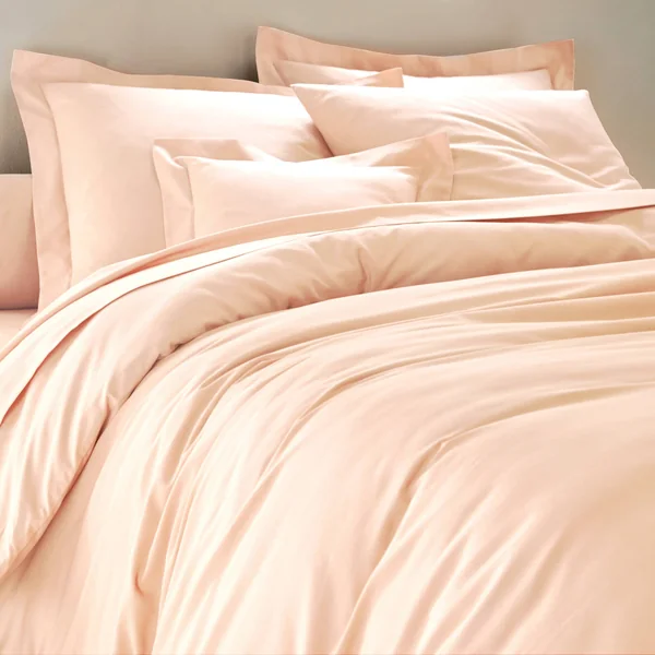 Linge de lit uni coton , rose poudré