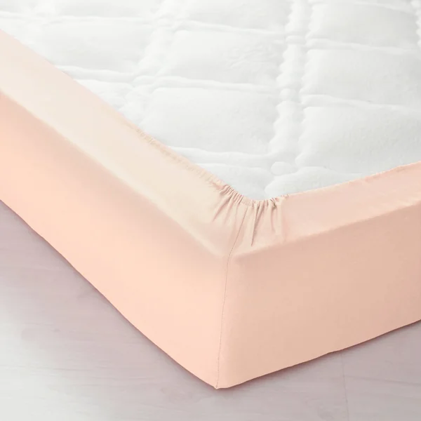 Linge de lit uni coton , rose poudré
