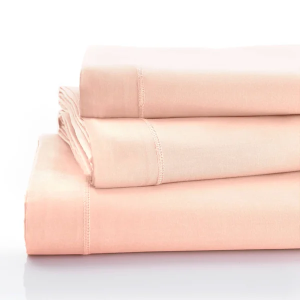 Linge de lit uni coton , rose poudré