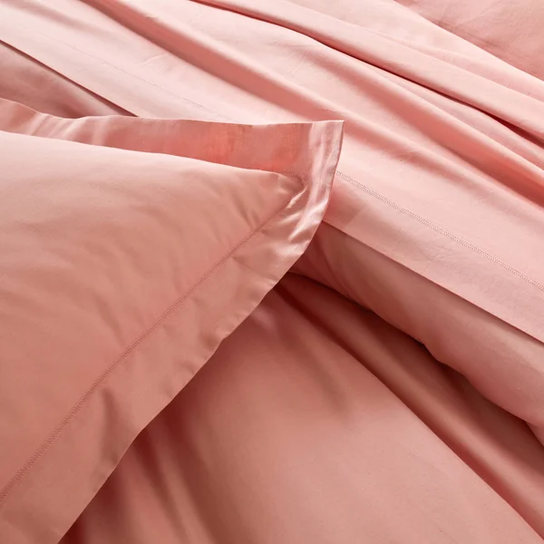 Linge de lit uni coton, rose