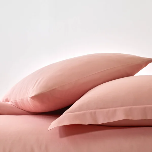 Linge de lit uni coton, rose