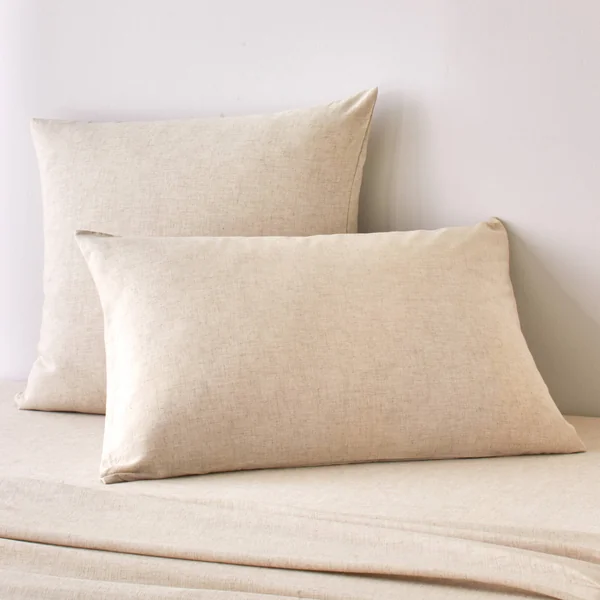 Linge de lit uni en bambou et en lin**, naturel