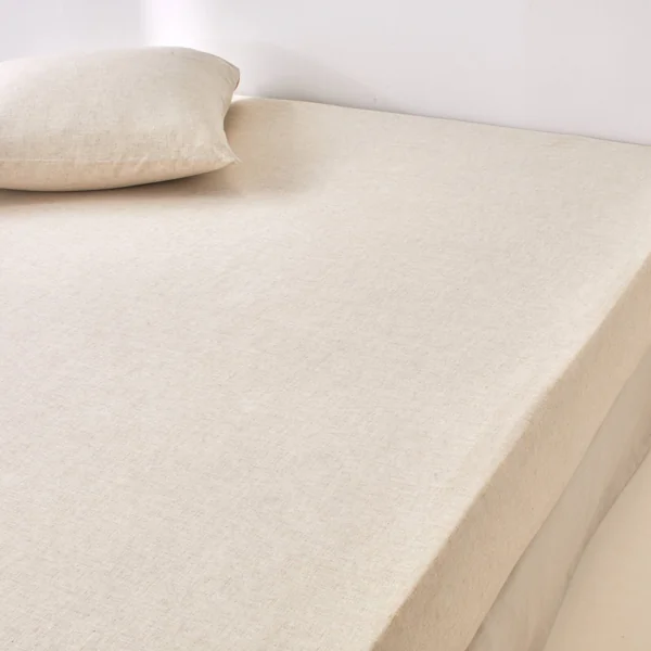 Linge de lit uni en bambou et en lin**, naturel