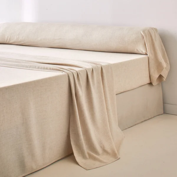 Linge de lit uni en bambou et en lin**, naturel