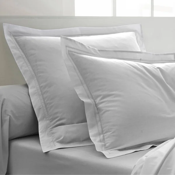 Linge de lit uni percale, gris perle