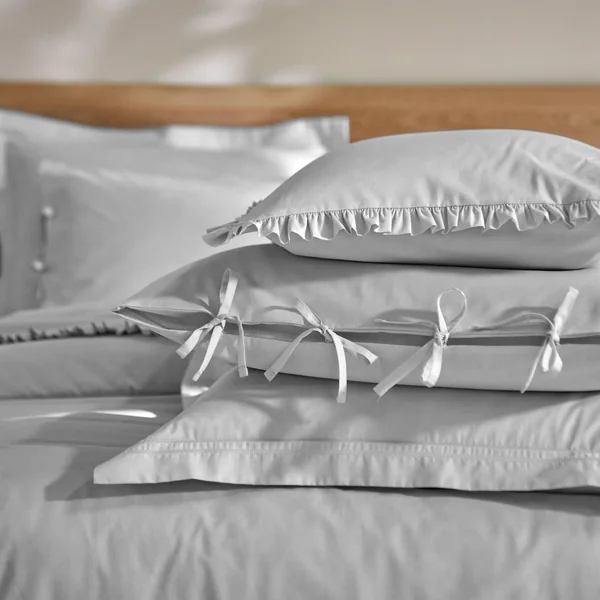 Linge de lit uni percale, gris perle
