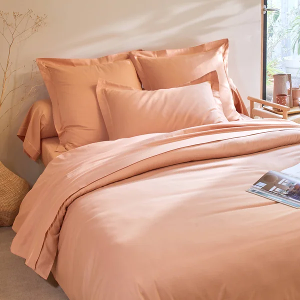 Linge de lit uni polyester-coton Colombine, melon