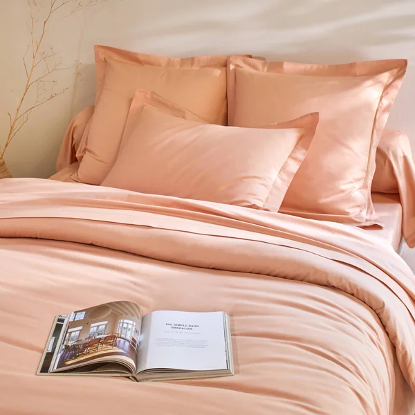 Linge de lit uni polyester-coton Colombine, melon