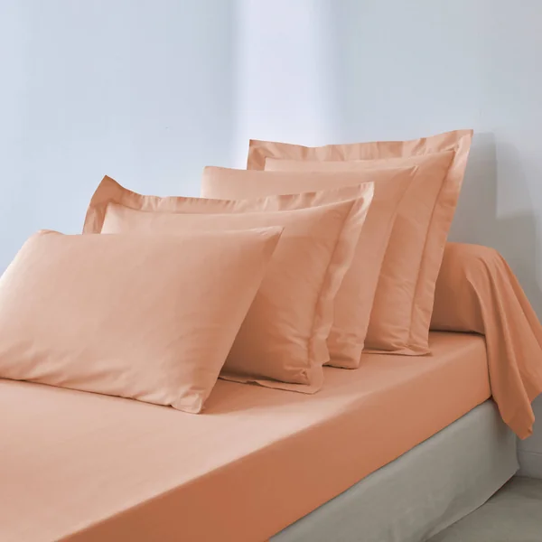 Linge de lit uni polyester-coton Colombine, melon