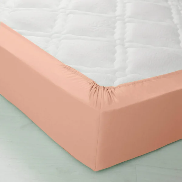 Linge de lit uni polyester-coton Colombine, melon